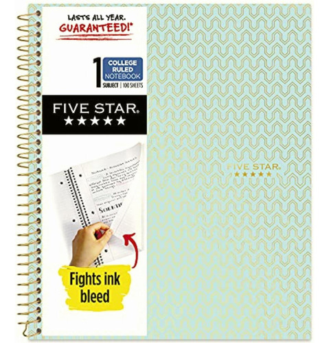 Five Star Cuaderno En Espiral, 1 Tema, Papel Con Rayas