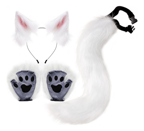 2 Disfraz De Gato Animal Cosplay Diadema Furry Kitten Tail