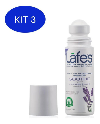 Kit 3 Desodorante Roll-on Natural Soothe Lavanda 88ml -