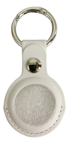 Capa De Couro Genuíno Para Air Tag - Chaveiro Branco