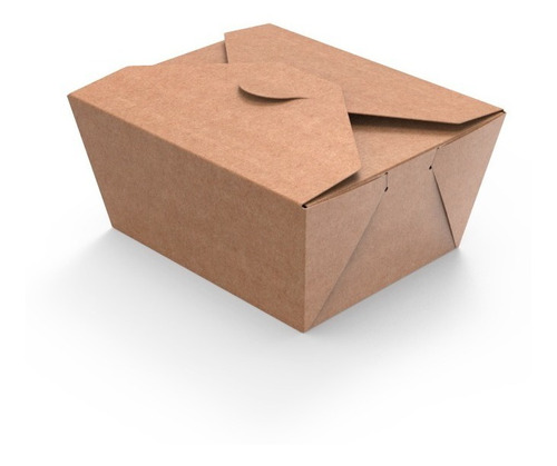 Caja Kraft Laminada Grande Para Comida Rápida Delivery X50 