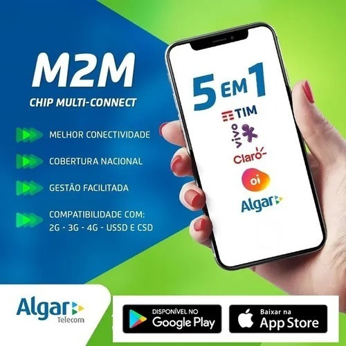 Chip M2m Iot Algar 5 Operad. 50mb P/ Rastreador E Telemetria
