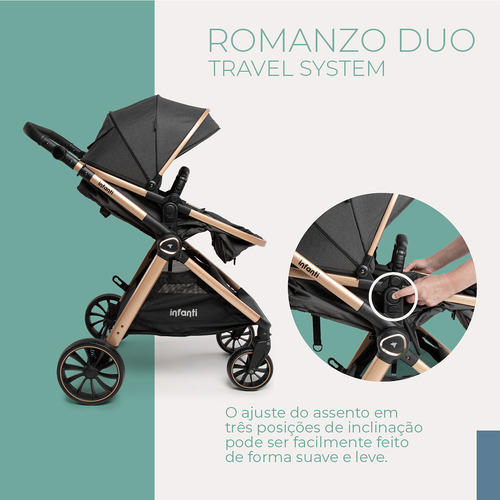 Carrinho Romanzo Com Bebê Conforto E Base Isofix Infanti