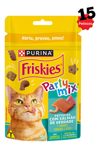 15 Petiscos Gato Adulto Party Mix Camarão,salmão E Atum