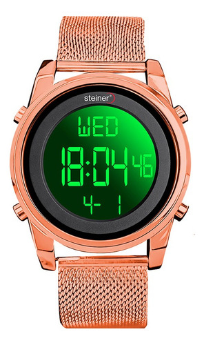 Reloj Digital De Dama Diseño Tejido Acero Inox Steiner 28 Mm
