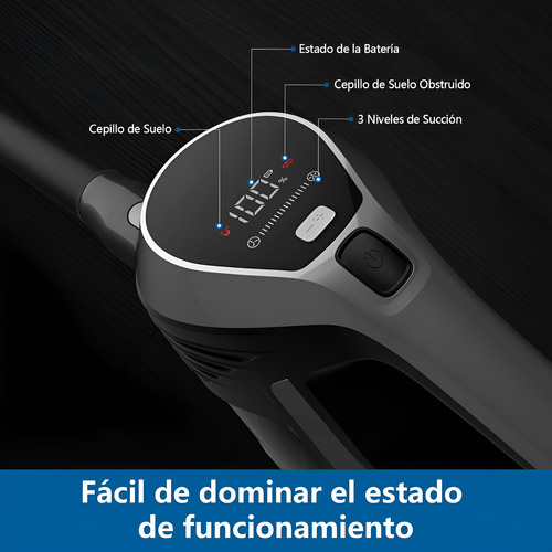 Aspiradora Inalámbrica Succión Potente De 25kpa Con Pantalla
