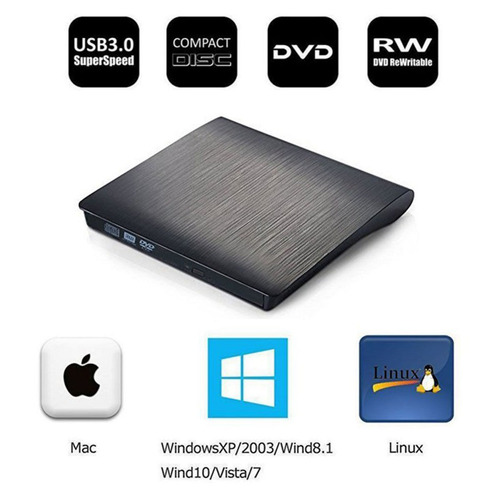 Imagen 3 de 5 de Externo Usb 3,0 Unidad De Dvd Rw Quemador Escritor Lector Re