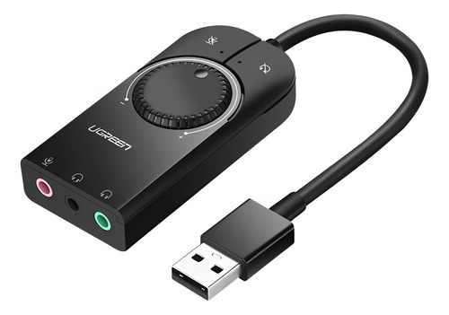 Adaptador Áudio Usb 2.0 Externo 3 Em 1 Interf. 15cm Ugreen