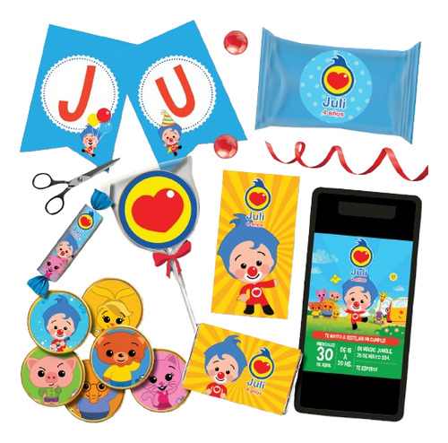 Kit Imprimible Personalizado Payaso Plim Plim Cumple Candy
