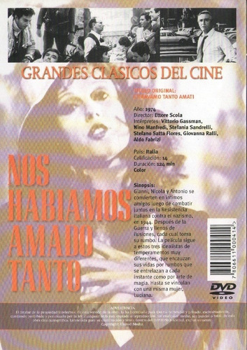 Imagen 2 de 2 de Nos Habíamos Amado Tanto (1974) Director: Ettore Scola
