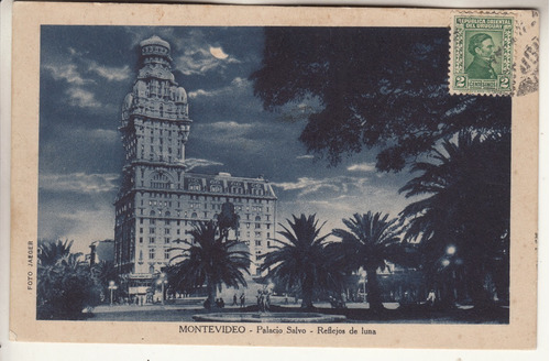 1929 Postal Fotografia Jaeger Palacio Salvo Reflejos De Luna