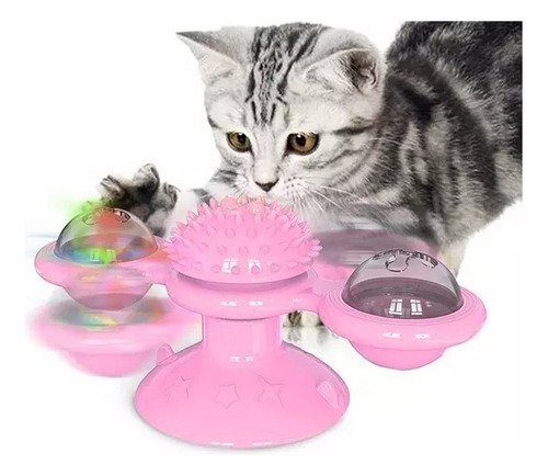 Juguete Interactivo Para Gato Rascador Catnip Sopapa Con Luz Color Rosa