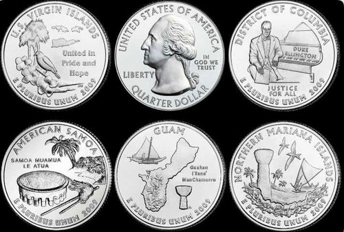 Set De 6 Monedas Cuartos De Dólar Unc Estados Unidos