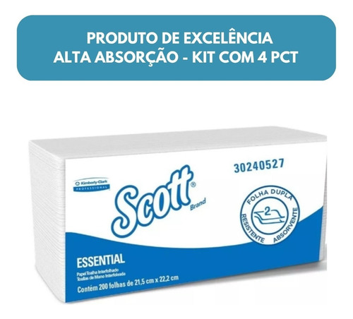 Papel Toalha Interfolha Folha Dupla Kleenex 800fls