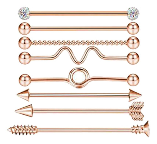 Imagem 9 de 12 de 32pcs Bola Piercing Industrial Barra Orelha Barra Brinco 14g