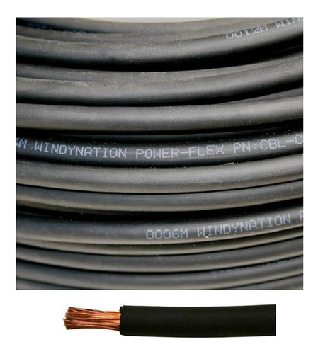 Cable Flexible De Cobre Puro Calibre 6 Awg 25 Pies, Color Ne