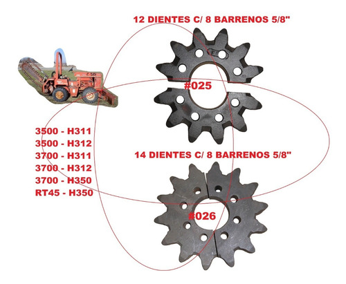 Engrane Zanjadora Ditch Witch 12 Dientes 3500 3700 Torn 5/8 