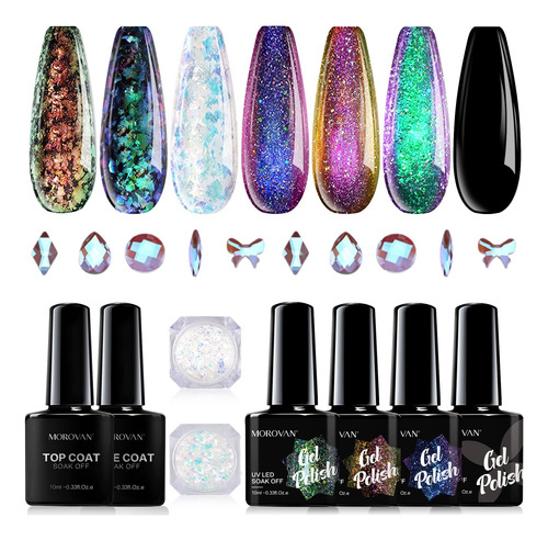 Morovan Kit De Esmalte De Uas De Gel Camalen Con Capa Base Y