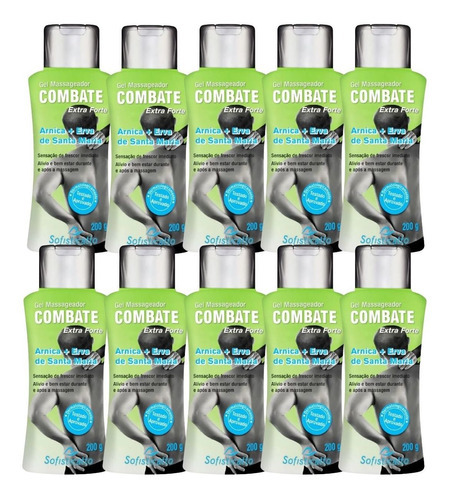  Kit 10 Gel Combate Erva De Santa Maria Relaxante Muscular