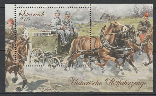 2020 Carruajes Postales Caballos- Austria (bloque)  Mint