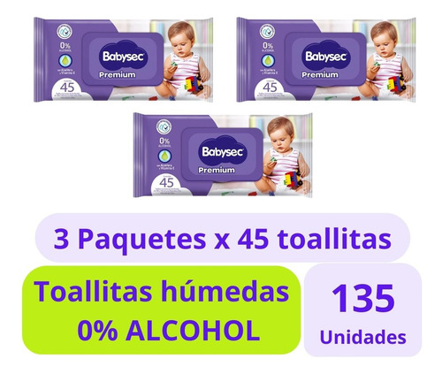 Babysec Toallitas Humedas Aloe & Vitamina 3x45uds