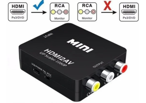 Convertidor De Hdmi A Rca Av Video Hd 1080p Ntsc Pal