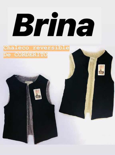 Chaleco Brina Reversibe, De Corderito Y Jean. Niña