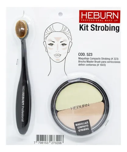 Heburn Maquillaje Strobing Iluminador 523 Corrector + Brocha Heburn Maquillaje Strobing Iluminador 523 Corrector + Brocha