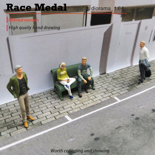 1:64 Escala Modelo Personagens Posição Sentada Branco