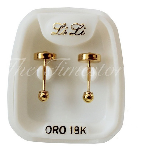 Aritos Abridores Bebe De Oro 18k Lili Bolita 2.5mm Li-101