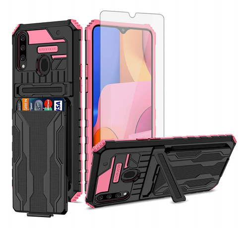 Funda Para Samsung Galaxy A20s - Negra/rosa/tarjetero