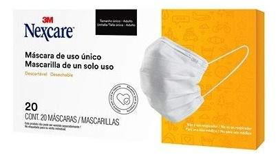 Cubrebocas 3m Nexcare Uu012052591 Blanco 3 Capas 20 Piezas