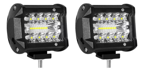 Kit X2 Faro Led Auxiliar 60w 20 Led Spot Flood 4x4 12v - 24v