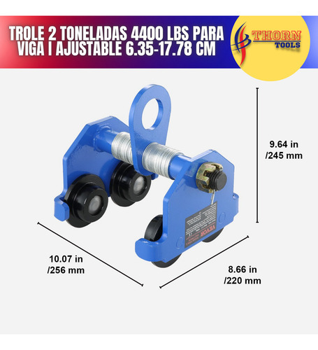 Trole 2 Toneladas Para Viga Ajustable 6.35-17.78 Cm Hb