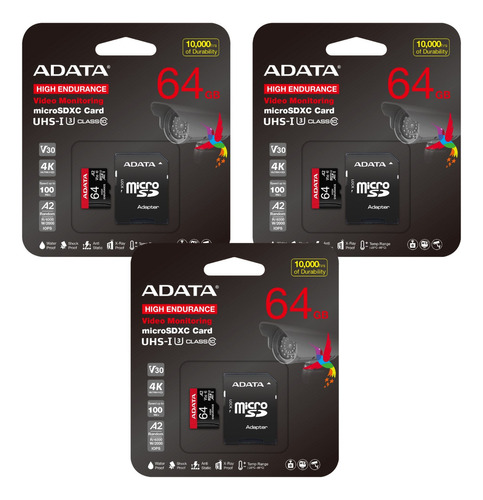 Kit 3 Tarjeta De Memoria Micro Sd 64gb A2 V30 Video Speed