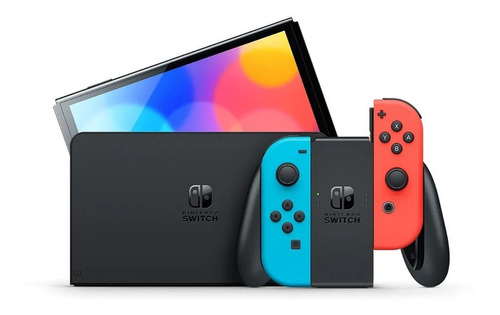 Imagen 1 de 6 de Nintendo Switch OLED 64GB Standard color  rojo neón, azul neón y negro