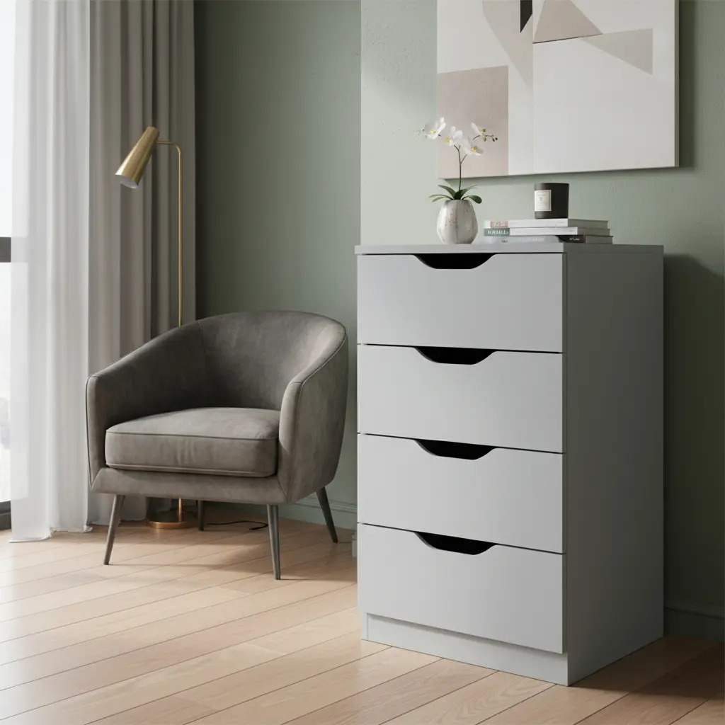 Gaveteiro Para Escritório E Quarto 4 Gaveta Multivisão Cor Branco