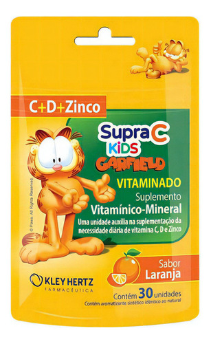 Supra C Kids Vitaminado C + D + Zinco 30 Gomas Sabor Laranja