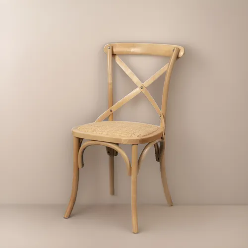 Silla De Comedor Vienesa Cross Madera Beech Asiento De Ratan Estructura de la silla Natural