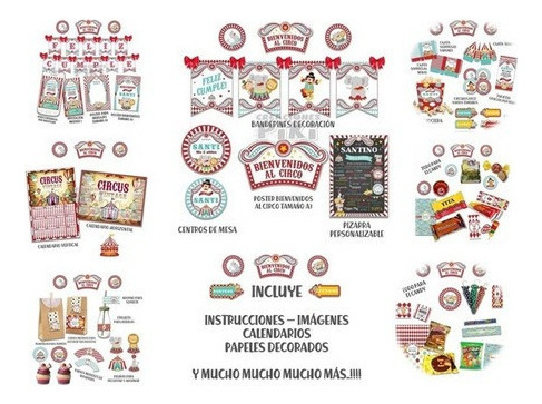 Kit Imprimible Editable Circo Vintage Decoración Exclusivo