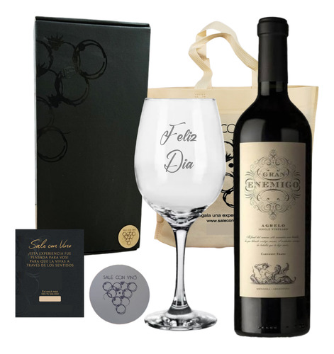 Regalo Box Vino Gran Enemigo Agrelo + 1 Copa Personalizada