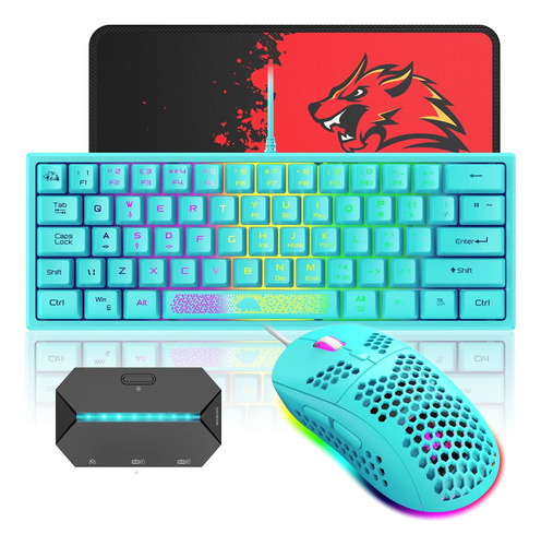 Combo De Teclado Y Mouse Gaming Led Rgb Mini Teclado 12003 D