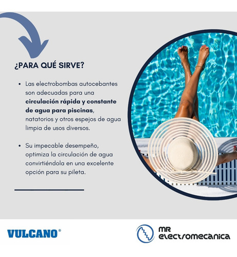 Imagen 2 de 10 de Bomba Pileta Autocebante Piscina Vulcano Bae100 1 Hp