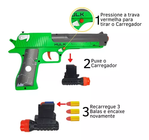 Arminha Dardos Nerf Com Pente De Balas Pistola Revolver