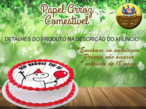 Bolo flork Meme com papel arroz e chantininho. 