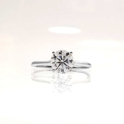 Imagen 2 de 4 de Oferta! Anillo Oro Blanco Sólido 18k Compromiso Con Diamante