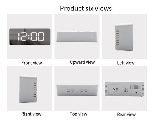 Para Reloj Digital Con Espejo Led Para Dormitorio,