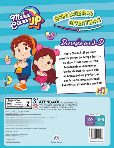 Livro Maria Clara E Jp - Brincadeiras Divertidas Com Óculos 3d