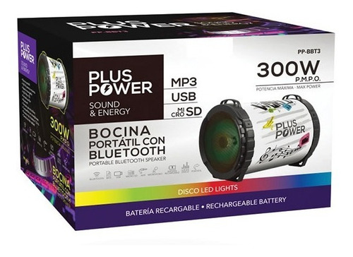 Bocina Portátil Bluetooth Plus Power Pp-bbt3