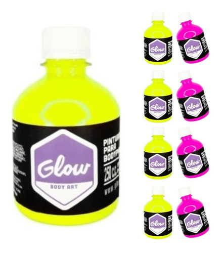 10 Maquillaje Glow Fluor Artistico 250cc Teatral Luz Negra